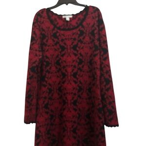 Cato Red and Black Long Sleeve Dress